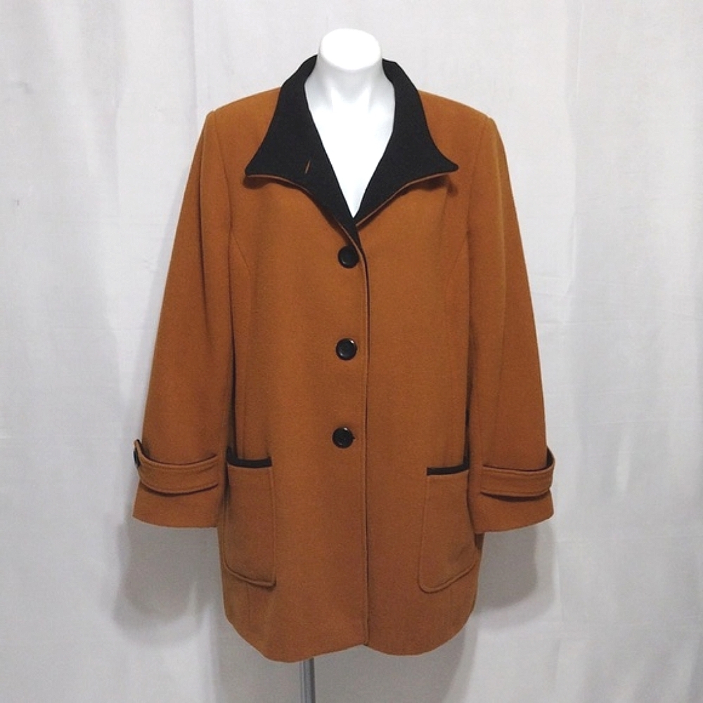 Kesta by David Barry Wool Blend Rust Orange Coat EU 22 / US L Elegant Chic